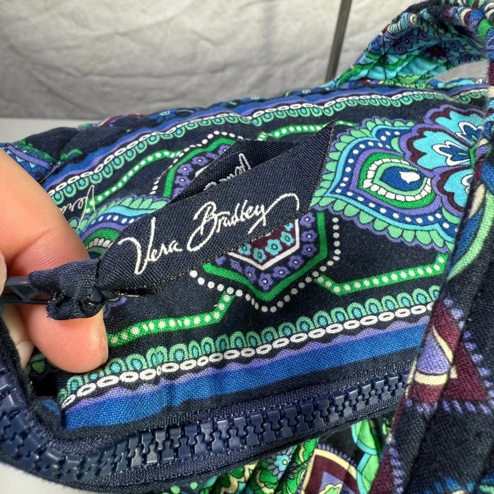 Vera Bradley Quilted Tote Bag Emerald Paisley Print Top Zip Shoulder Bag - Picture 11 of 12